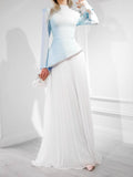 Light Blue Pleated Asymmetrical Dress