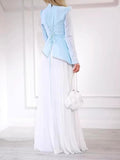 Light Blue Pleated Asymmetrical Dress