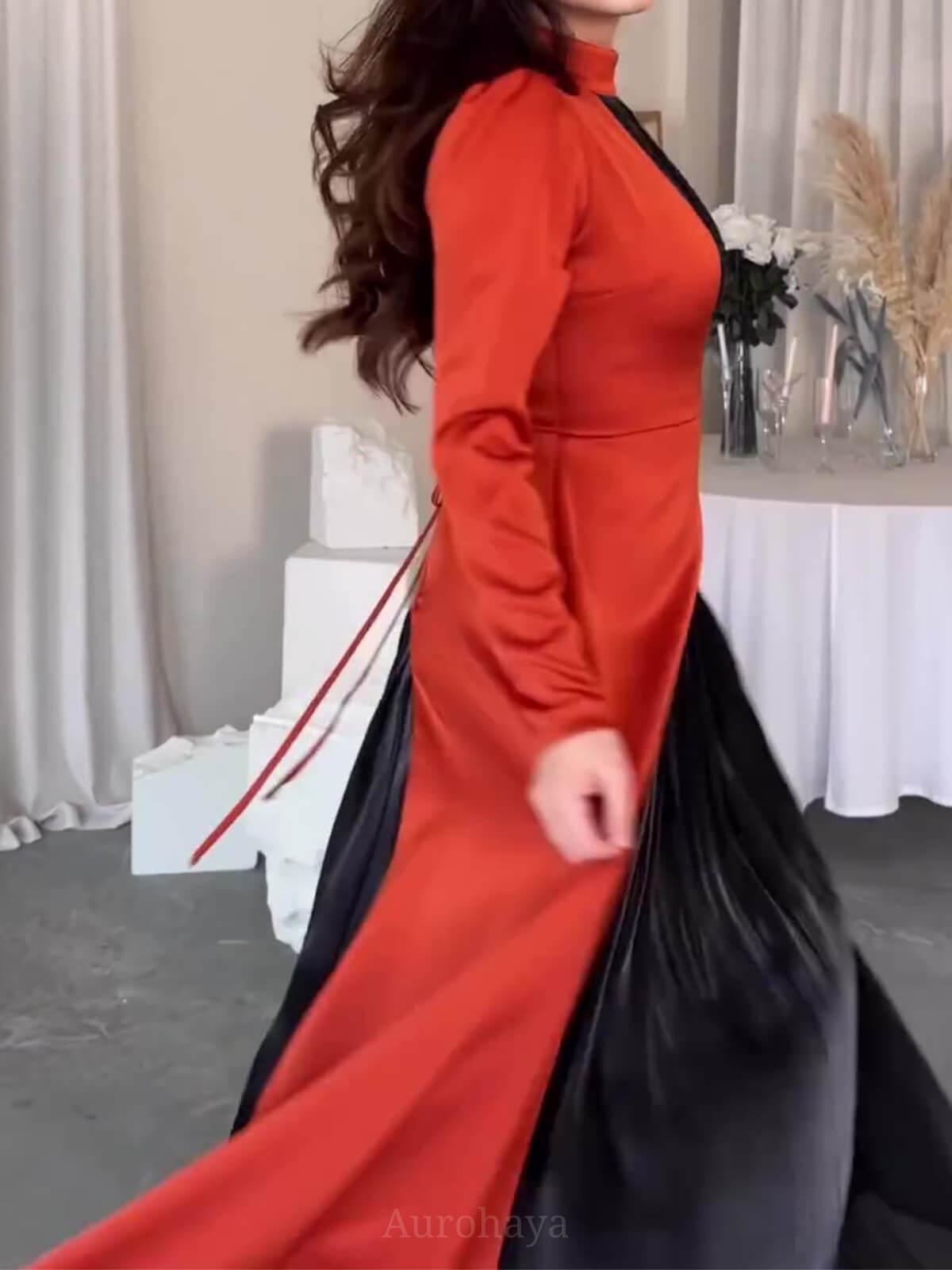 Aurohaya Ladies Round Neck Vintage Dress