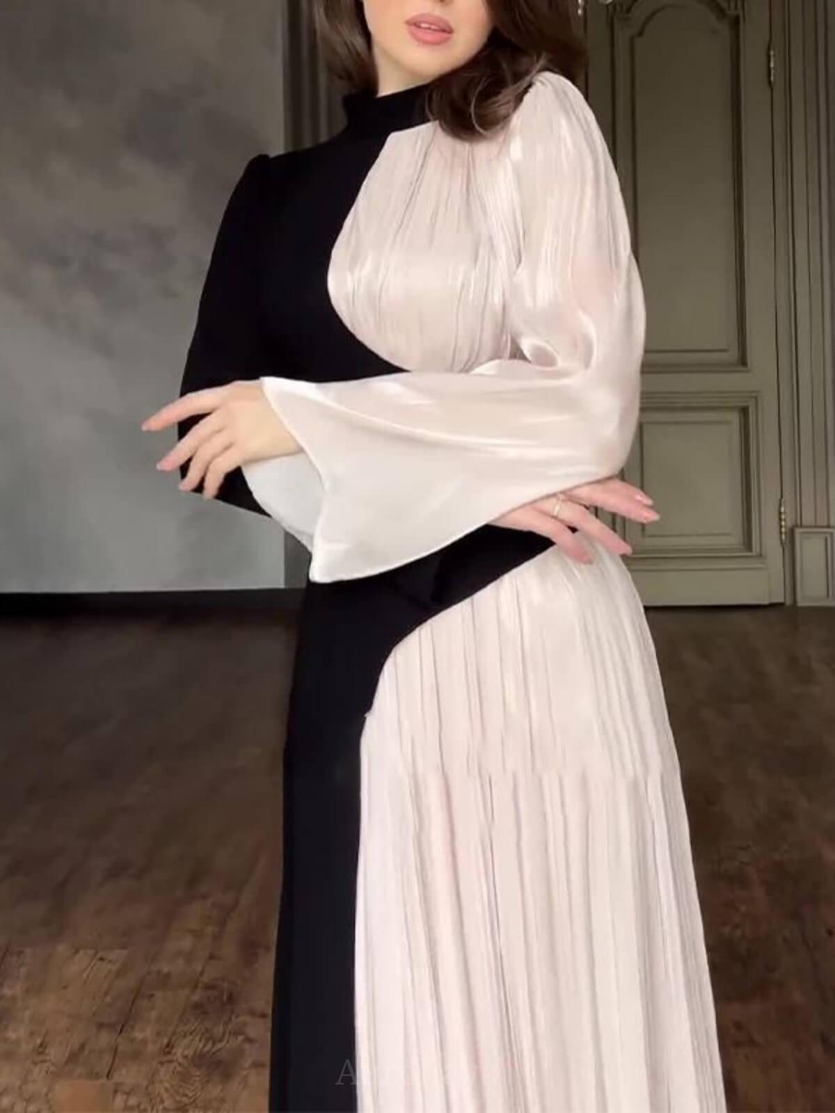 Aurohaya Ladies Round Neck Vintage Dress