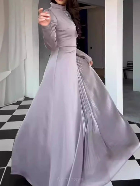 Aurohaya Ladies Round Neck Vintage Dress