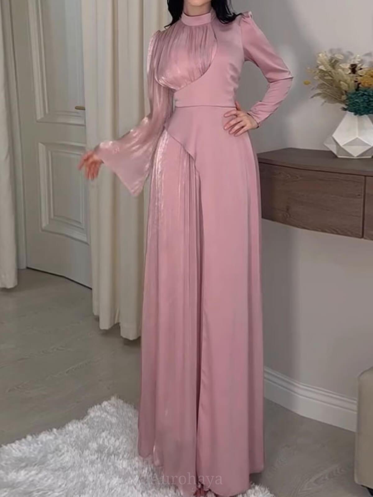 Aurohaya Ladies Round Neck Vintage Dress