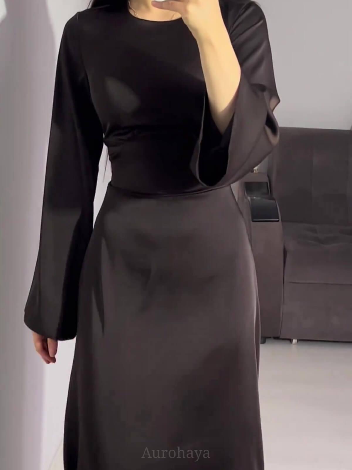 Aurohaya Flared Sleeve Fishtail Dress