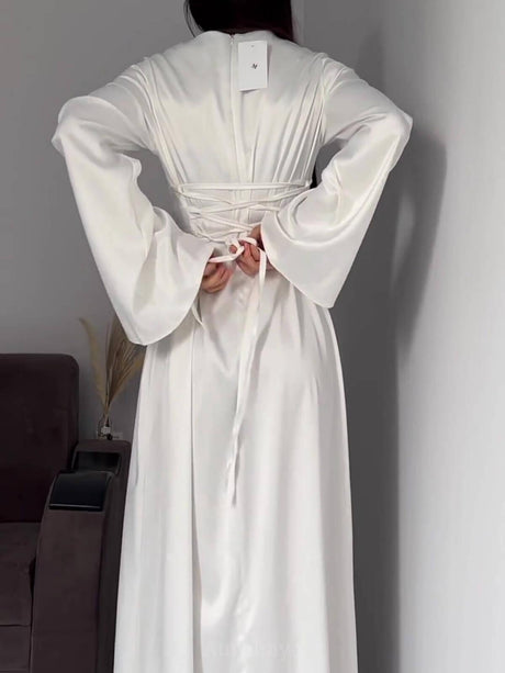 Aurohaya Flared Sleeve Fishtail Dress