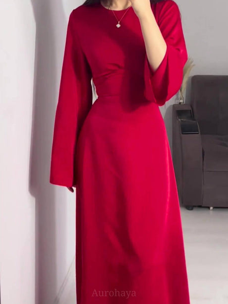 Aurohaya Flared Sleeve Fishtail Dress