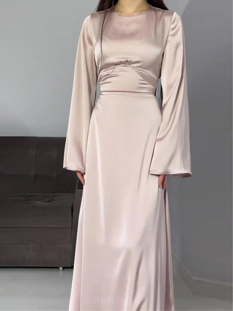 Aurohaya Flared Sleeve Fishtail Dress Apricot