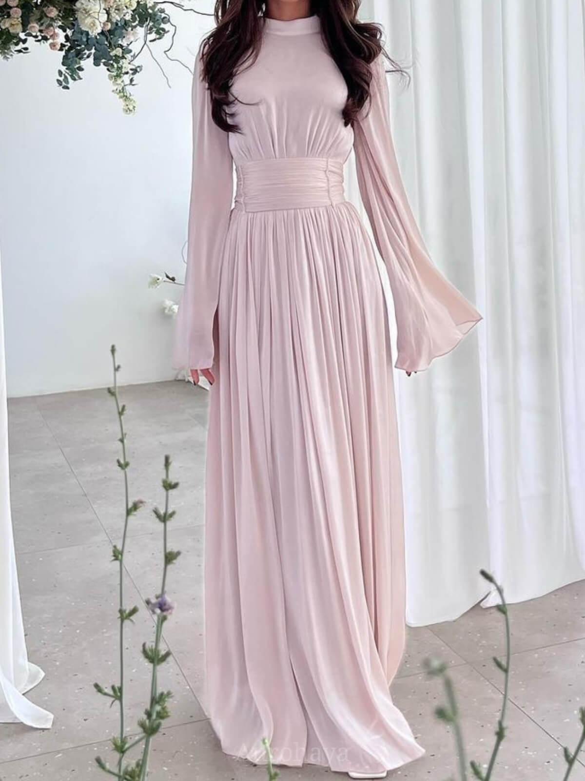 Aurohaya High Waisted French Round Neck Waist Ruffle Dress Pink