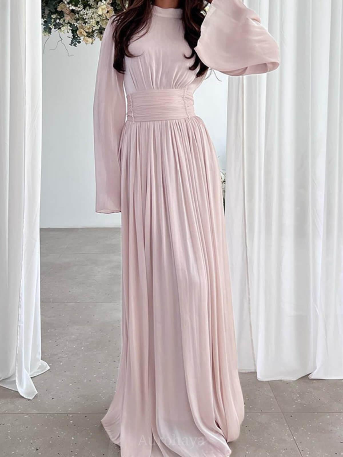 Aurohaya High Waisted French Round Neck Waist Ruffle Dress