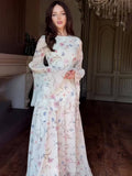 High Neck Bell Sleeve Floral Maxi Dress