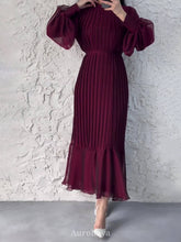 Solid Chiffon Pleated Maxi Dress
