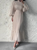 Solid Chiffon Pleated Maxi Dress