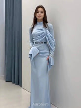 Aurohaya Ruched Waist-Cinching Maxi Dress Blue