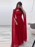 Lace-Up Long Sleeve Mock Neck Maxi Dress