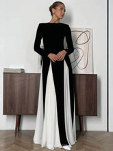 Colorblock Patchwork Round Neck Maxi Dress