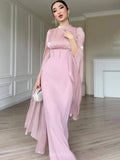 Elegant Long Sleeve Tie-Waist Maxi Dress
