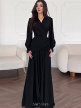 Chiffon Long Sleeve V-Neck Wrap Ruched Waist Maxi Dress
