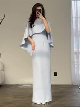 Slim Fit Silk Shawl Cape Maxi Dress