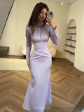 Satin Long Sleeve Ruched Tie-Waist Maxi Dress