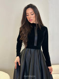 Satin Vintage Velvet Long Sleeve High-Waist Maxi Dress