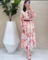 Aurohaya Floral Midi Modest Dress