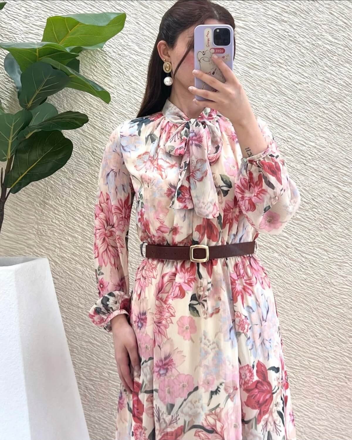 Aurohaya Floral Midi Modest Dress