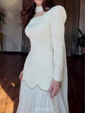 Square-Neck Scarf Included Mermaid Maxi Dress