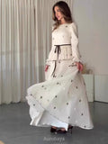 Long Sleeve Butterfly Peplum Waist Maxi Dress