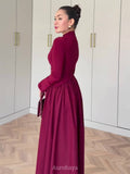 Round Neck Long Sleeve Twisted Bodice Maxi Dress