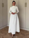 Round Neck Long Sleeve Twisted Bodice Maxi Dress