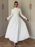 Round Neck Long Sleeve Twisted Bodice Maxi Dress