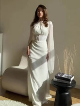 Round Neck Split Long Sleeve Corset Waist Maxi Dress