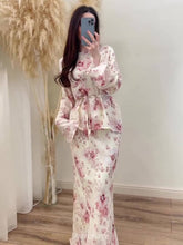 Floral Peplum Tie Waist Maxi Dress 2-Piece Set