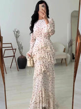 Floral Tiered Ruffle Long Sleeve Maxi Dress