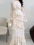 Floral Tiered Ruffle Long Sleeve Maxi Dress
