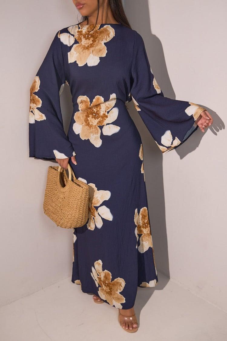 Aurohaya Modest Floral Maxi Dress – Solena