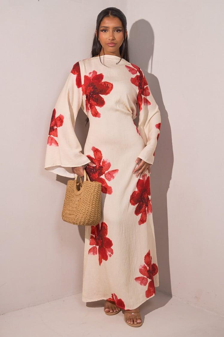 Aurohaya Modest Floral Maxi Dress – Solena