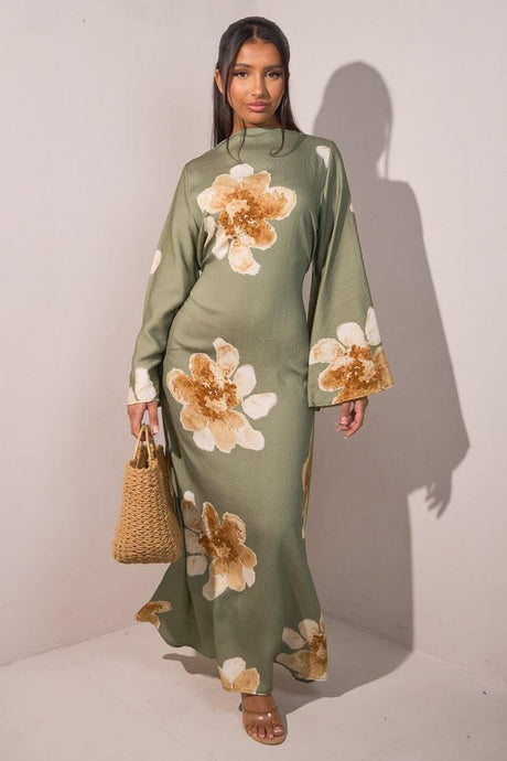 Aurohaya Modest Floral Maxi Dress – Solena