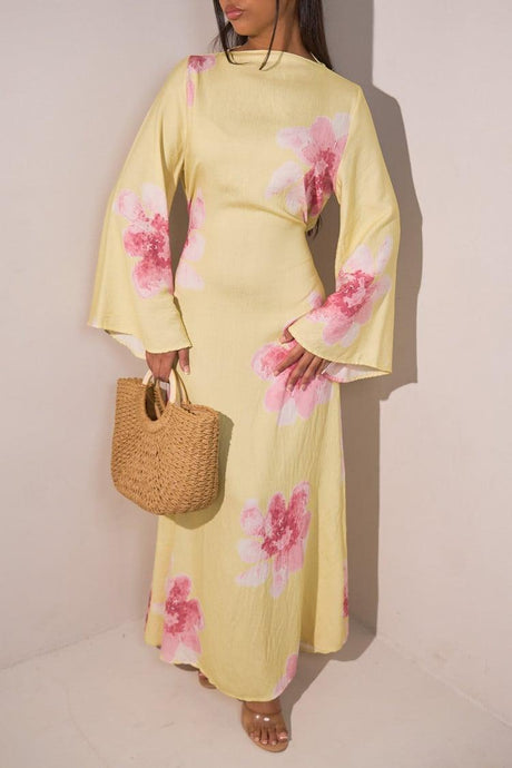 Aurohaya Modest Floral Maxi Dress – Solena