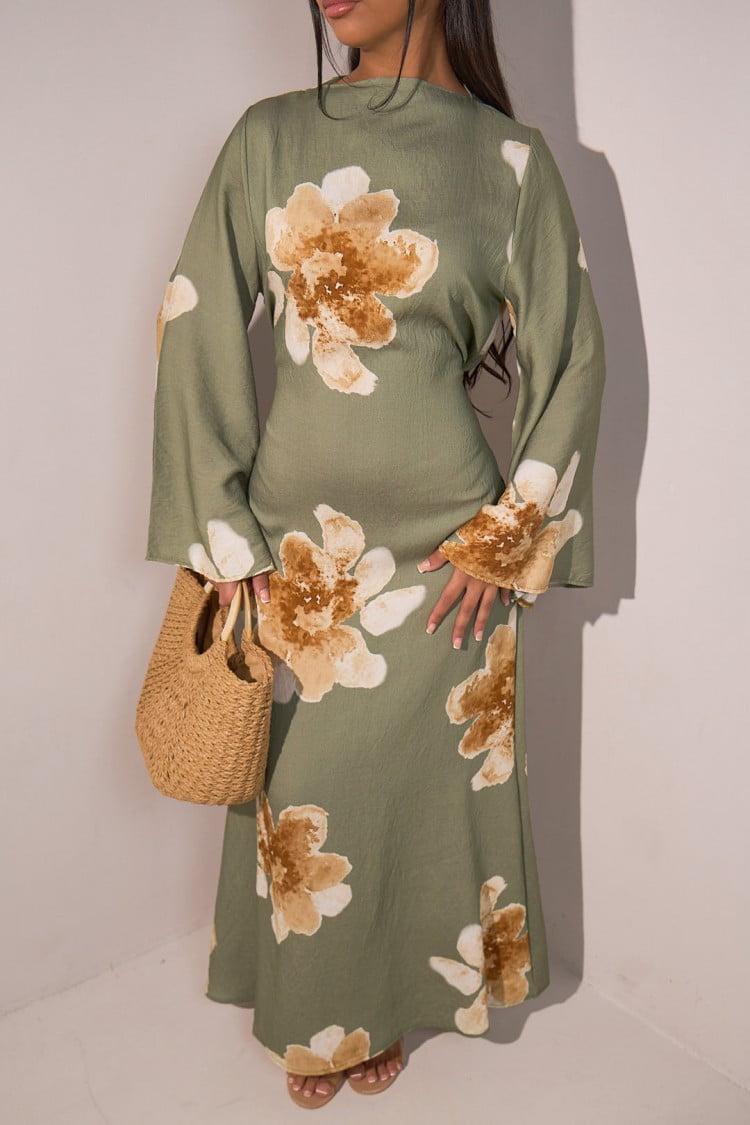 Aurohaya Modest Floral Maxi Dress – Solena