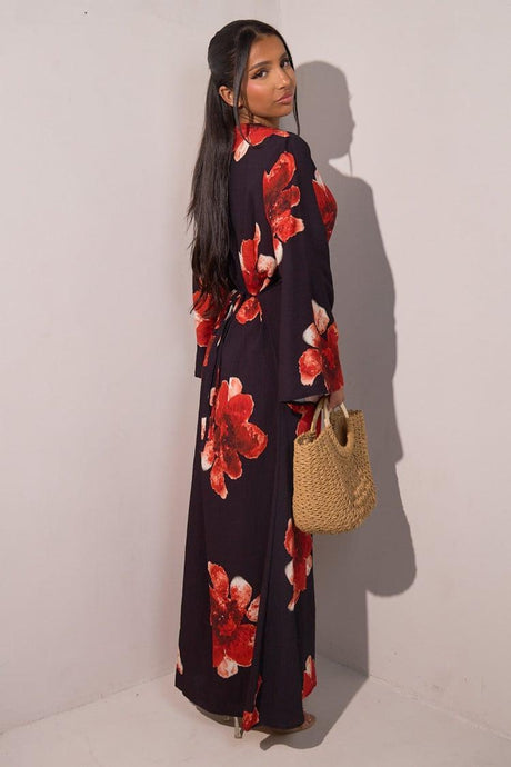 Aurohaya Modest Floral Maxi Dress – Solena