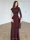 One-Shoulder Long-Sleeve Slim-Fit Maxi Dress
