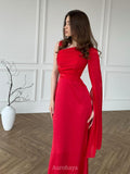 One-Shoulder Long-Sleeve Slim-Fit Maxi Dress