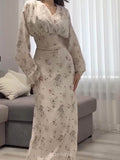Elegant Long Sleeve Floral Maxi Dress