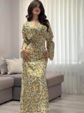 Elegant Long Sleeve Floral Maxi Dress