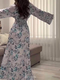 Elegant Long Sleeve Floral Maxi Dress