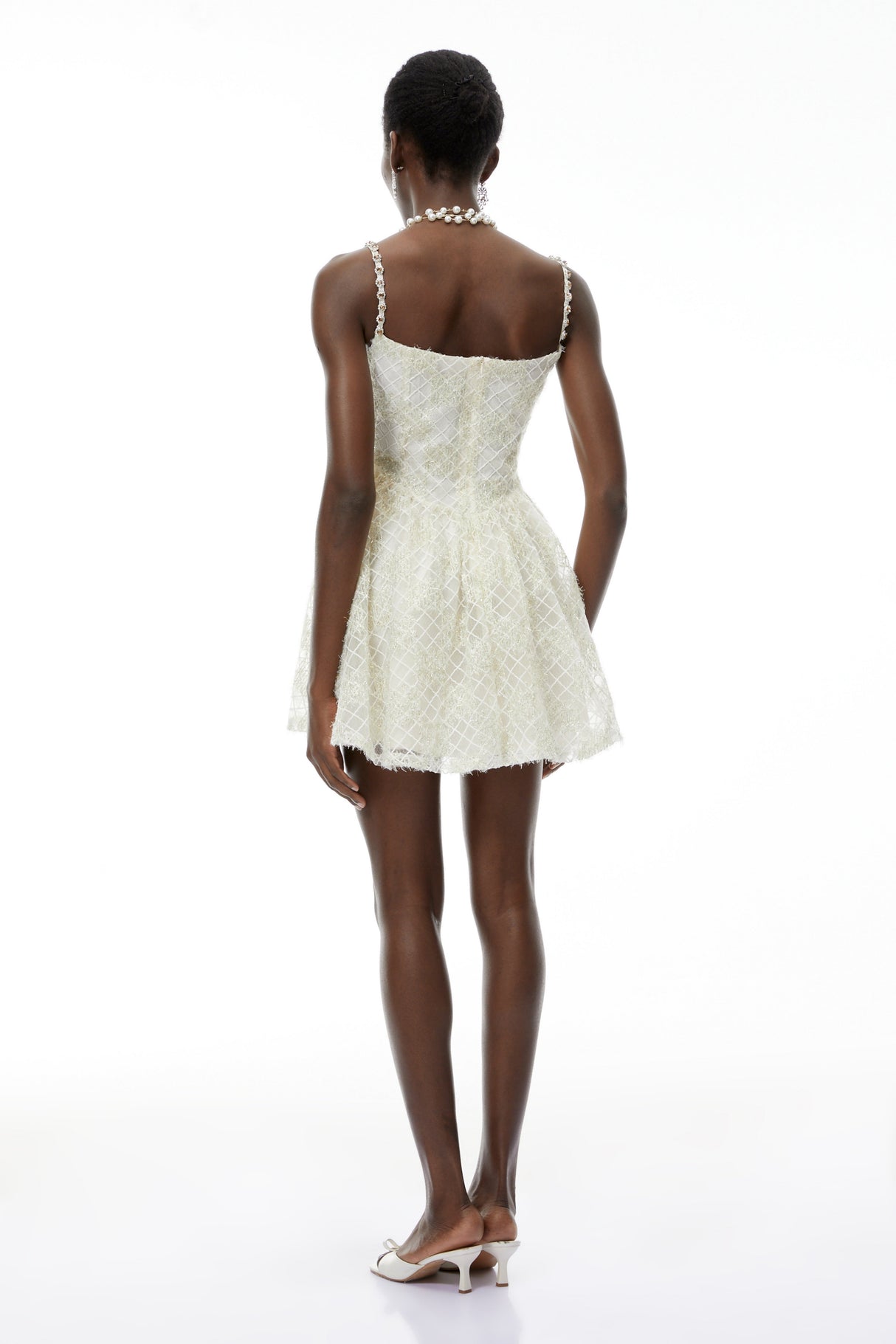 Aurohaya Eirlys Champagne Tulle Mini Dress with Bow