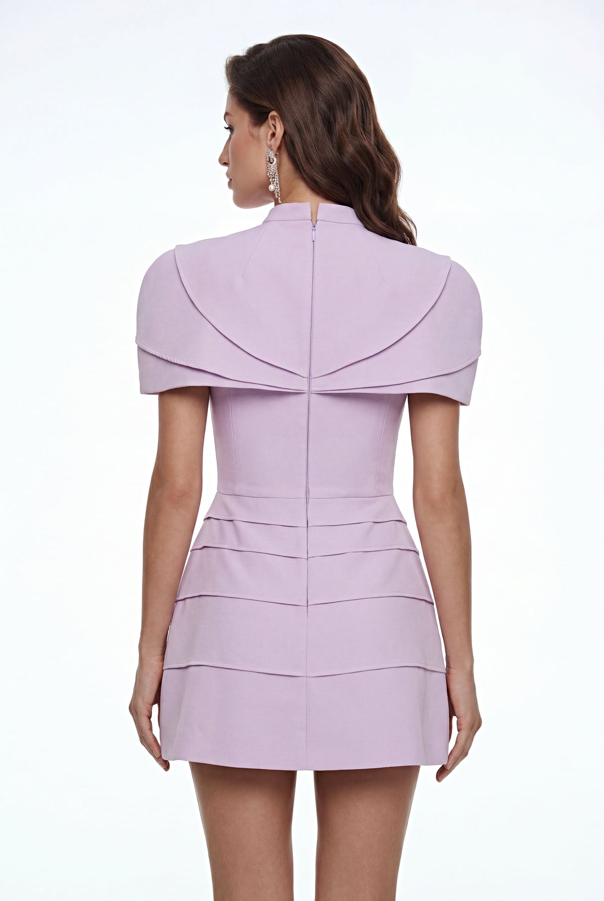 Aurohaya Elina Purple Cape Mini Dress