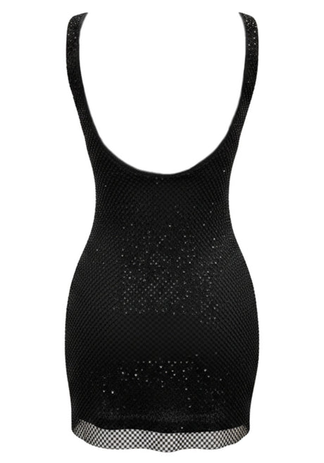 Embellished Backless Dress Black