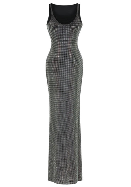 Crystal Embellished Maxi Dress Black