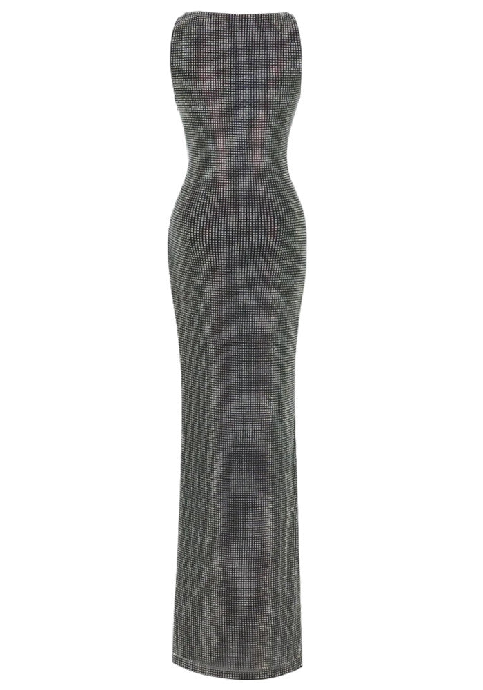 Crystal Embellished Maxi Dress Black